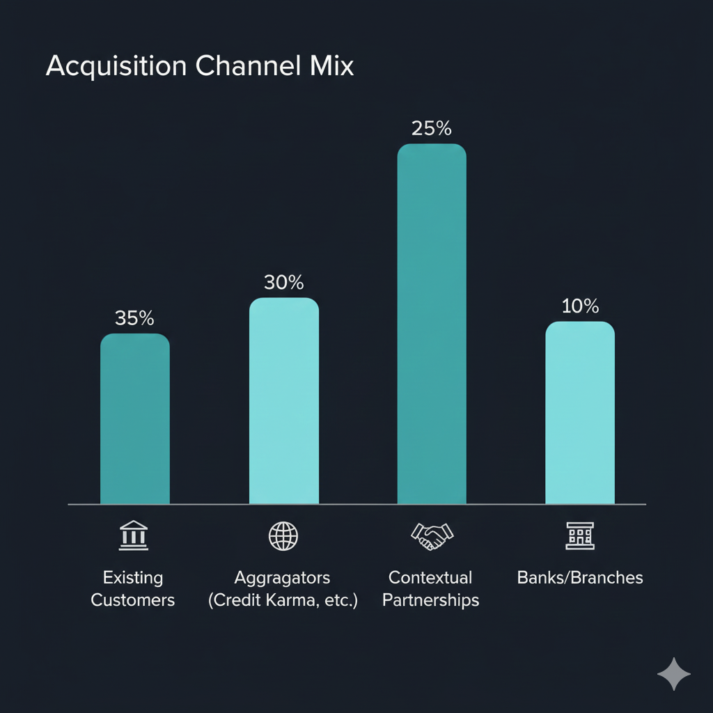 Channel mix bar chart placeholder – share of acquisitions by channel